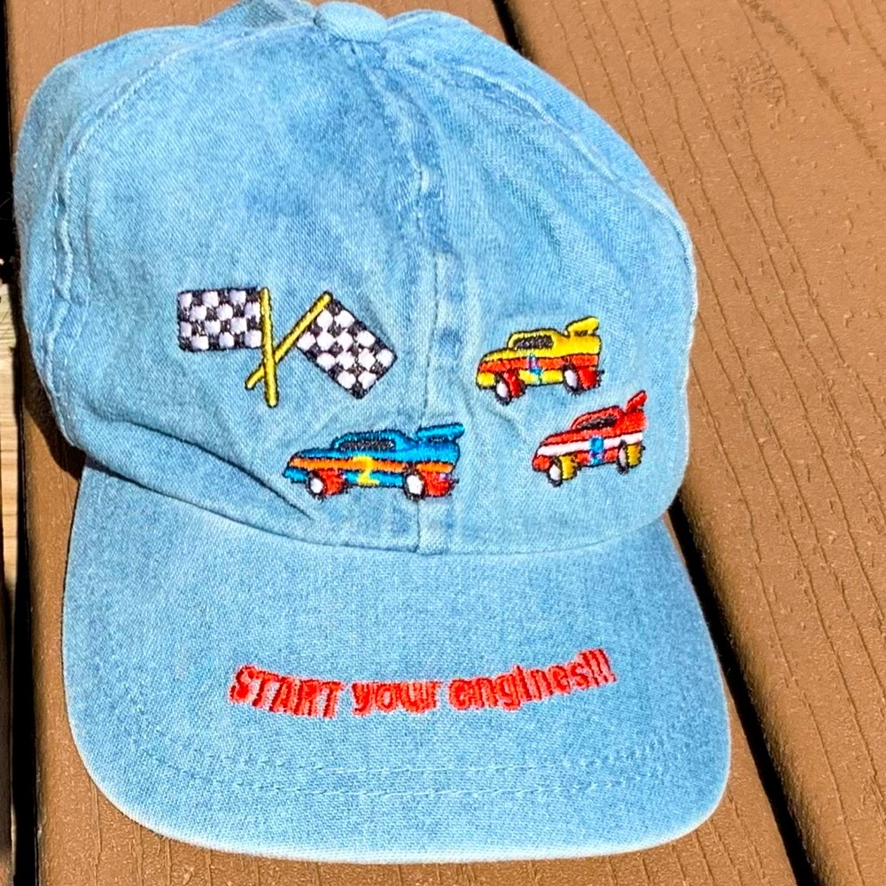 5 FOR $25 "START YOUR ENGINES" DENIM EMBROIDERED INFANTS BASEBALL CAP SIZE 0-12M